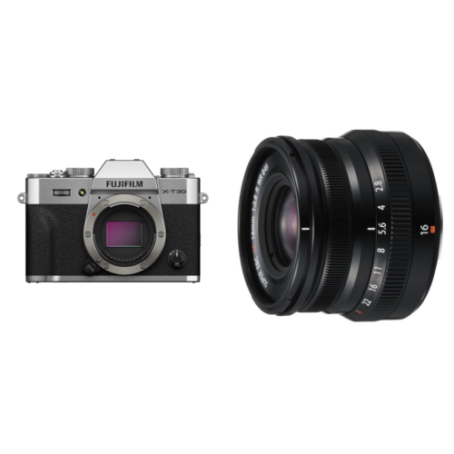 Fujifilm X-T30 III Body - Zilver + XF 16mm f/2.8 R WR Zwart