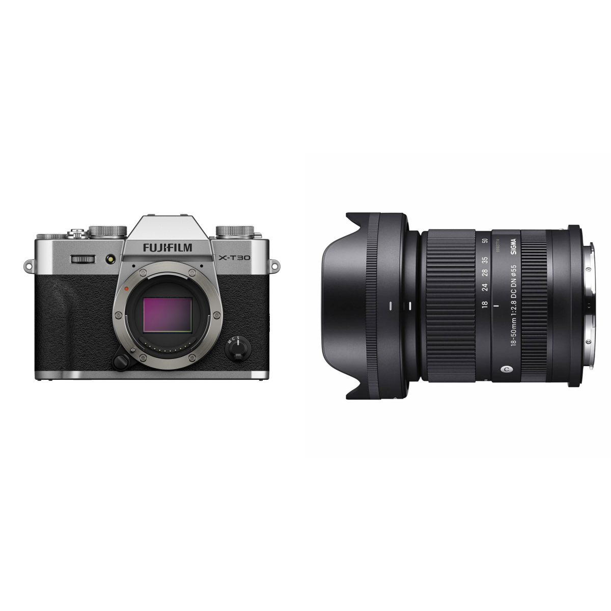 Fujifilm X-T30 III Body - Zilver + Sigma 18-50mm f/2.8 DC DN Contemporary voor Fujifilm X