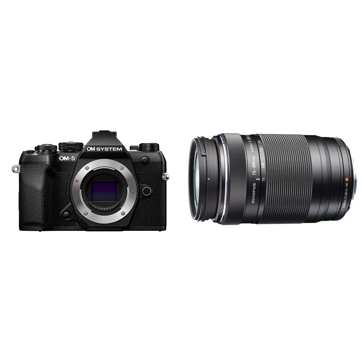 OM System OM-5 II Body - Zwart + M.ZUIKO DIGITAL ED 75-300mm f/4.8-6.7 II Zwart