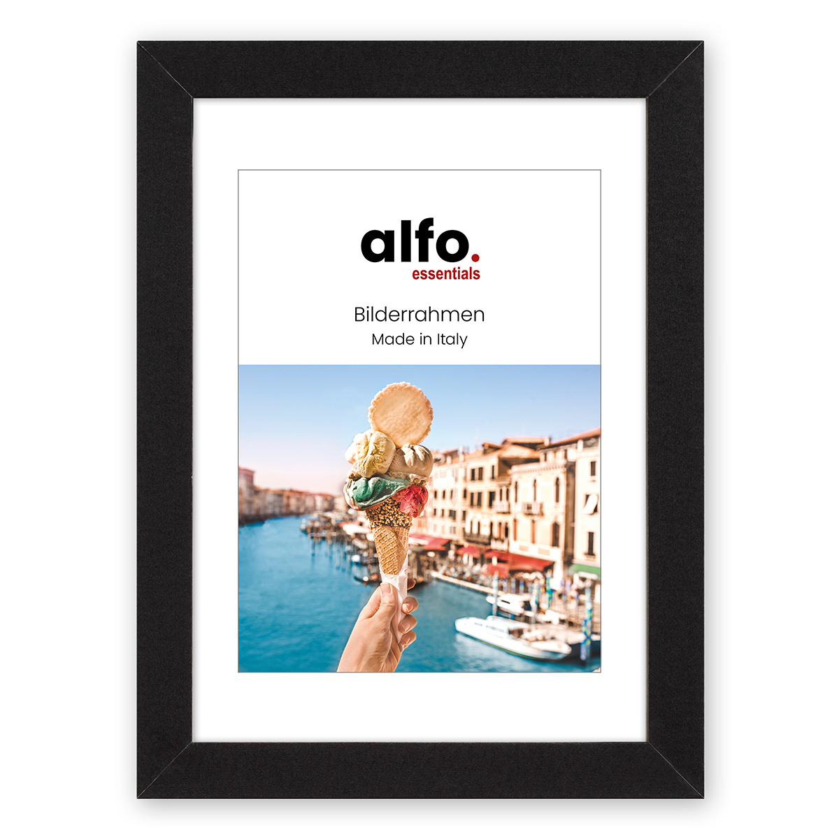 alfo. Andria 40x50cm zwart met 30x40cm Ppt koud-wit fotolijst