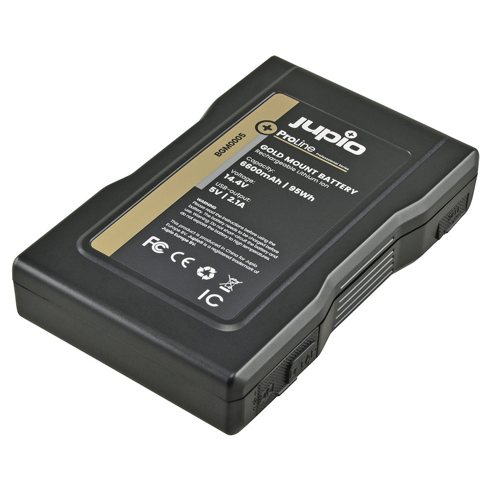 Jupio *ProLine* Gold Mount battery 6600mAh (95Wh) - LED Indicaton/USB output 2.1A/DC port/D-Tap