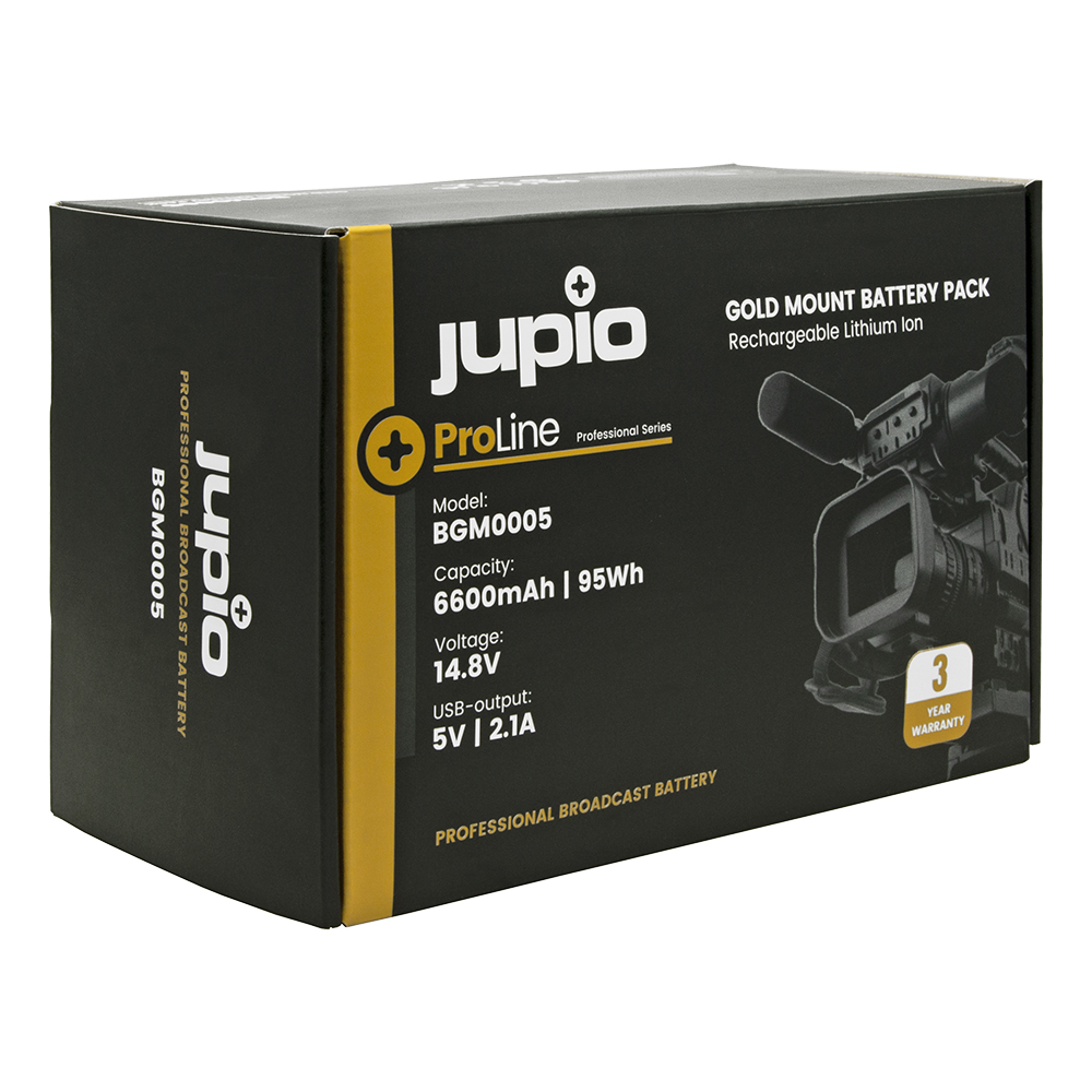Jupio *ProLine* Gold Mount battery 6600mAh (95Wh) - LED Indicaton/USB output 2.1A/DC port/D-Tap