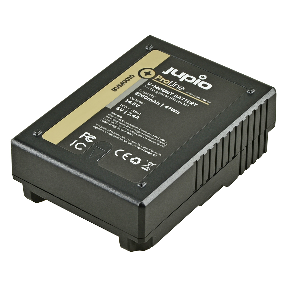 Jupio *ProLine* Square V-Mount battery (Cine-cameras/RED Raven/Dragon/...) 14.8v 3200mAh (47Wh) - LED Indicator, D-Tap and USB 5v DC Output
