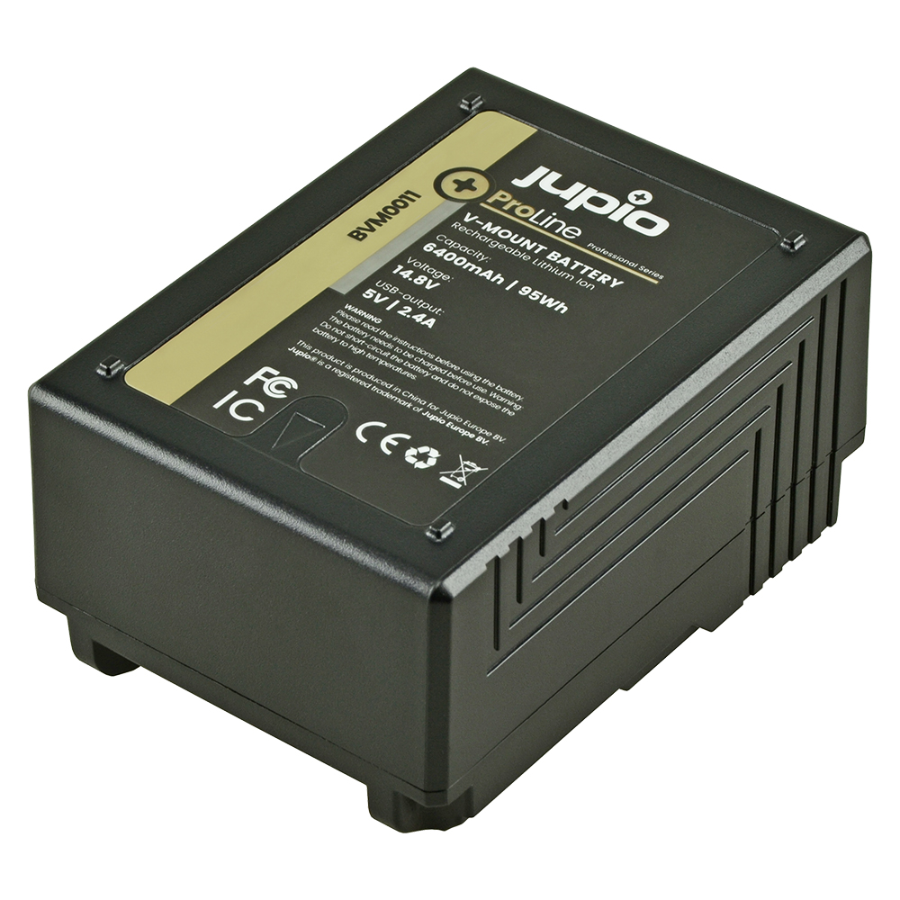 Jupio *ProLine* Square V-Mount battery (Cine-cameras/RED Raven/Dragon/...) 14.8v 6400mAh (95Wh) - LED Indicator, D-Tap and USB 5v DC Output