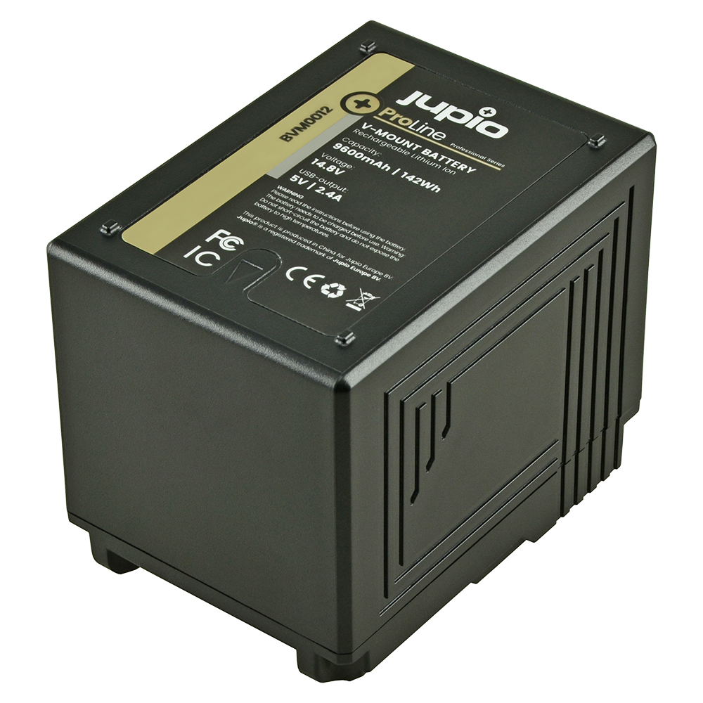 Jupio *ProLine* Square V-Mount battery (Cine-cameras/RED Raven/Dragon/...) 14.8v 9600mAh (142Wh) - LED Indicator, D-Tap and USB 5v DC Output