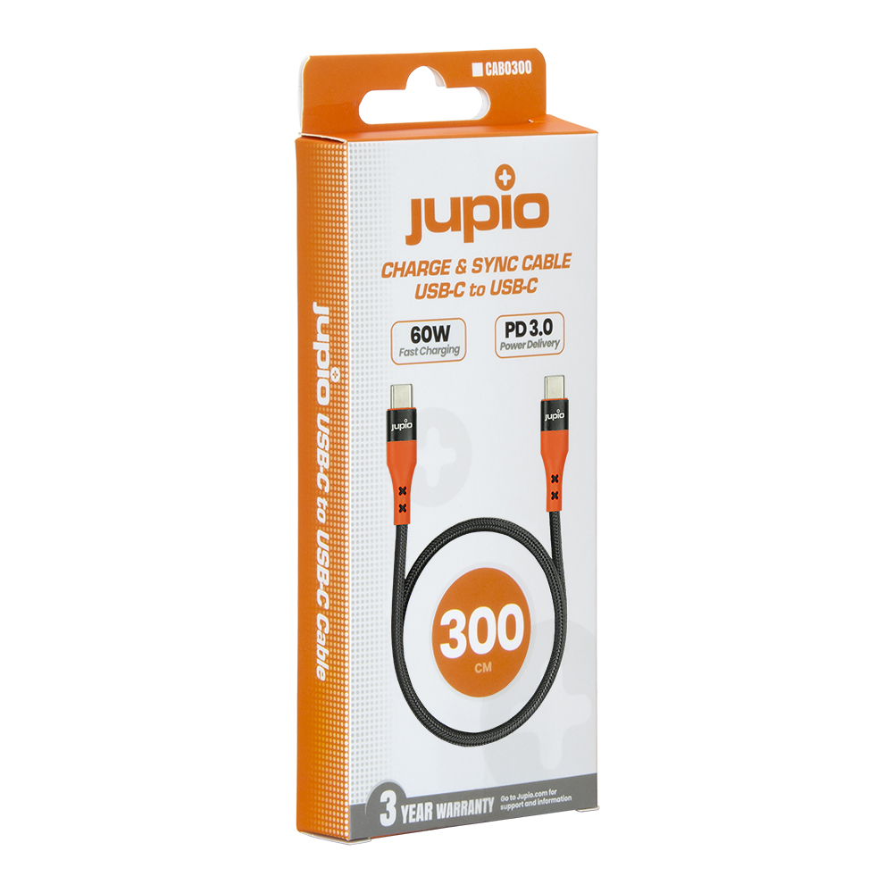 Jupio USB-C to USB-C cable 300cm (60W USB 2.0)