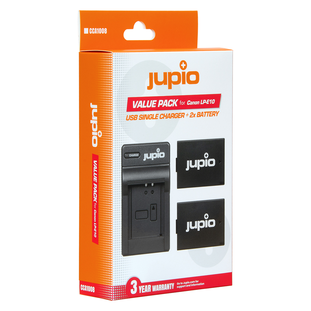 Jupio Value Pack: 2x Battery LP-E10 + USB Single Charger