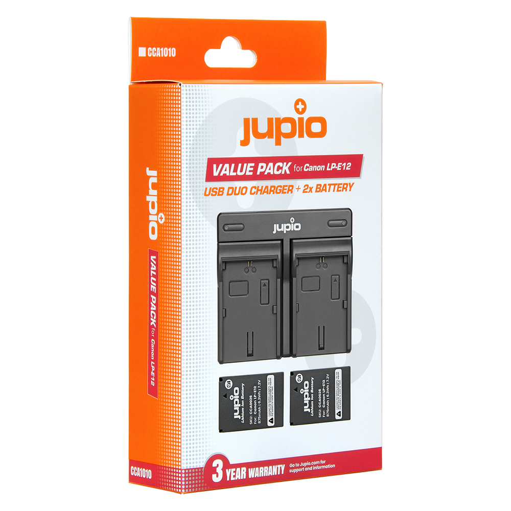 Jupio Value Pack: 2x Battery LP-E12 + USB Dual Charger