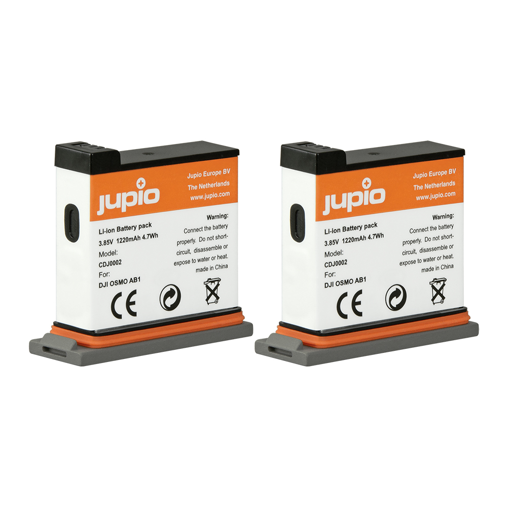 Jupio Value Pack: 2x Battery DJI Osmo Action AB1 1220mAh + Compact USB Triple Charger