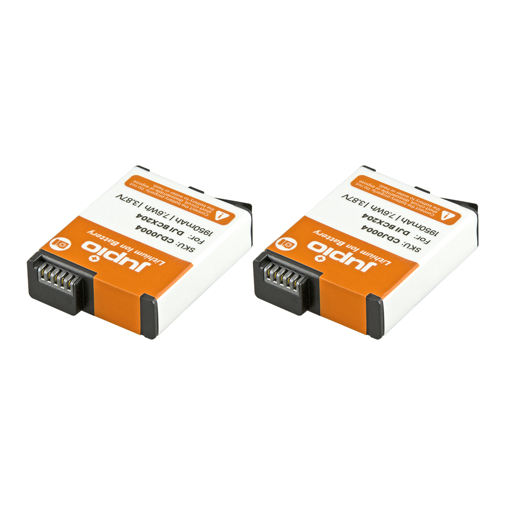 Jupio Value Pack: 2x Battery DJI Osmo Action 3/4/5 Pro 1950mAh + Compact USB Triple Charger