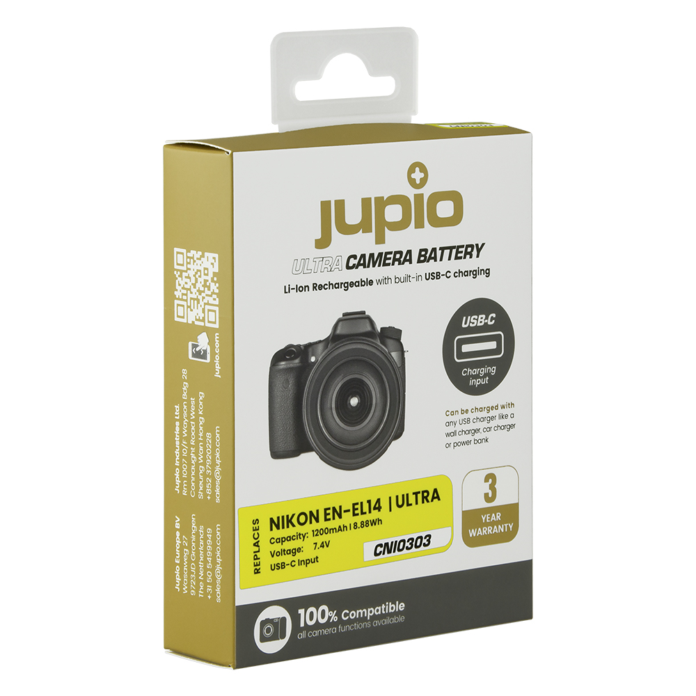 Jupio EN-EL14A *ULTRA C* (USB-C input) 1200mAh