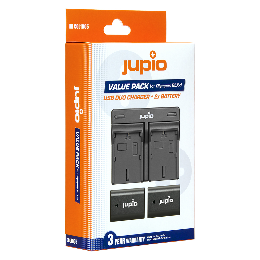 Jupio Value Pack: 2x Battery BLX-1 / BLX1 2280mAh + USB Dual Charger