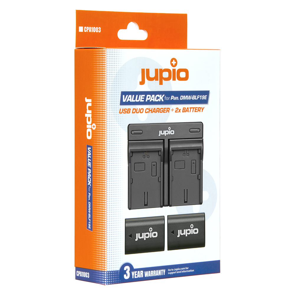Jupio Value Pack: 2x Battery DMW-BLF19E 1860mAh + USB Dual Charger