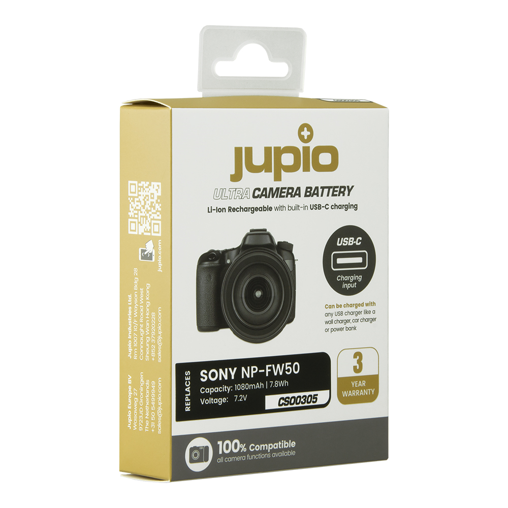 Jupio NP-FW50 *ULTRA C* (USB-C input) 1080mAh