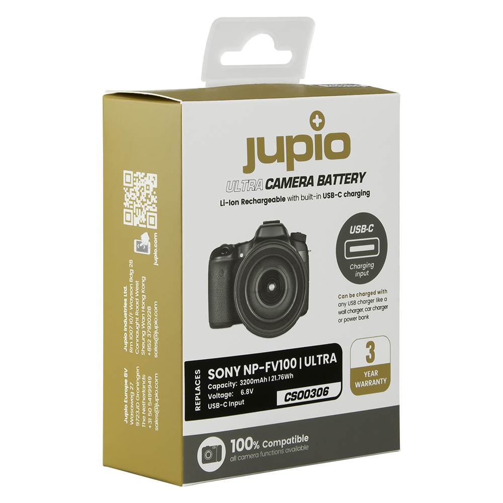 Jupio NP-FV100 *ULTRA C* (USB-C input) 3200mAh