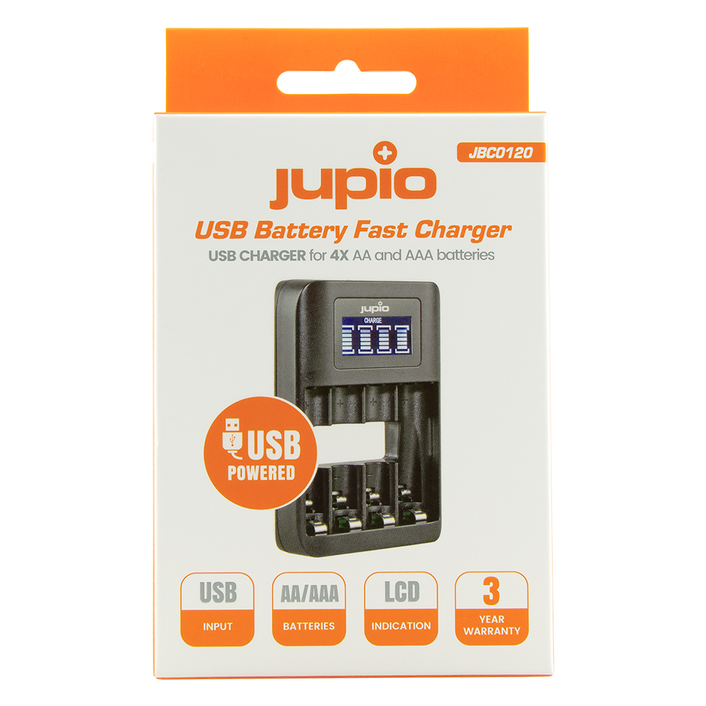 Jupio USB 4-slots Battery Fast Charger LCD