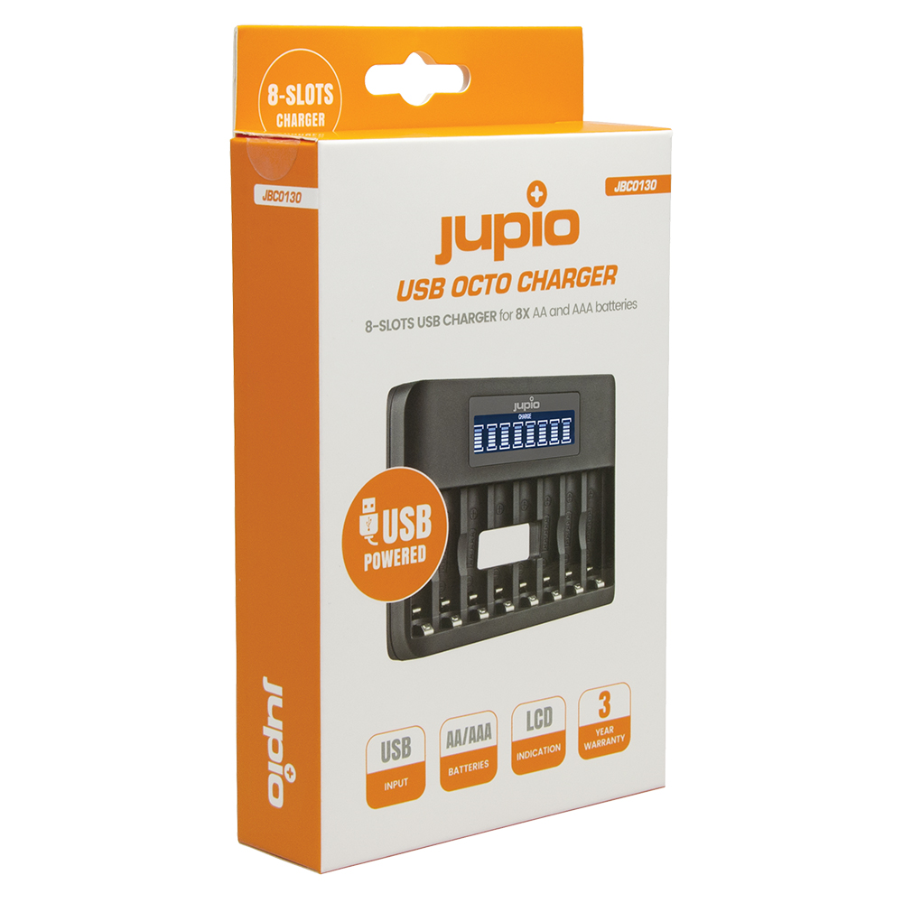 Jupio USB 8-slots Octo Battery Charger LCD