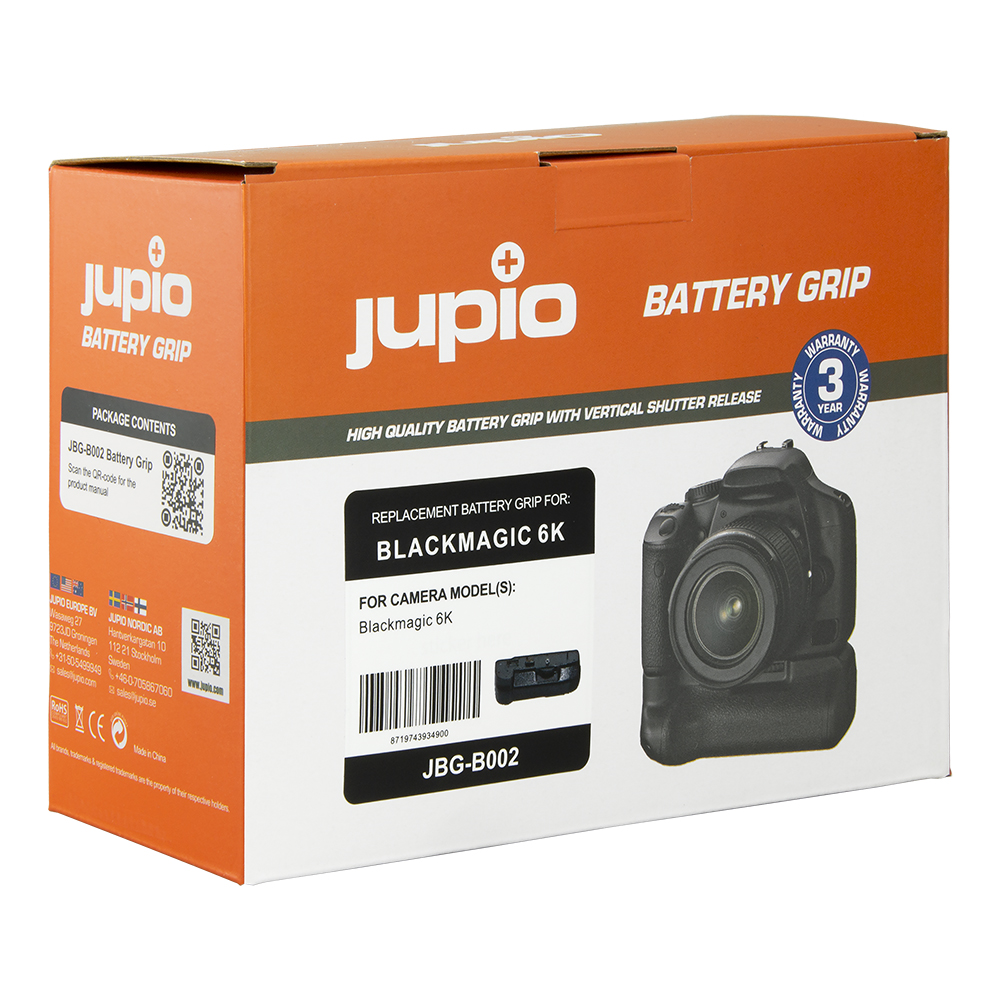 Jupio Battery Grip for Blackmagic Pocket Cinema Camera 6K Pro (for use with 1/2x NP-F550/570 battery)