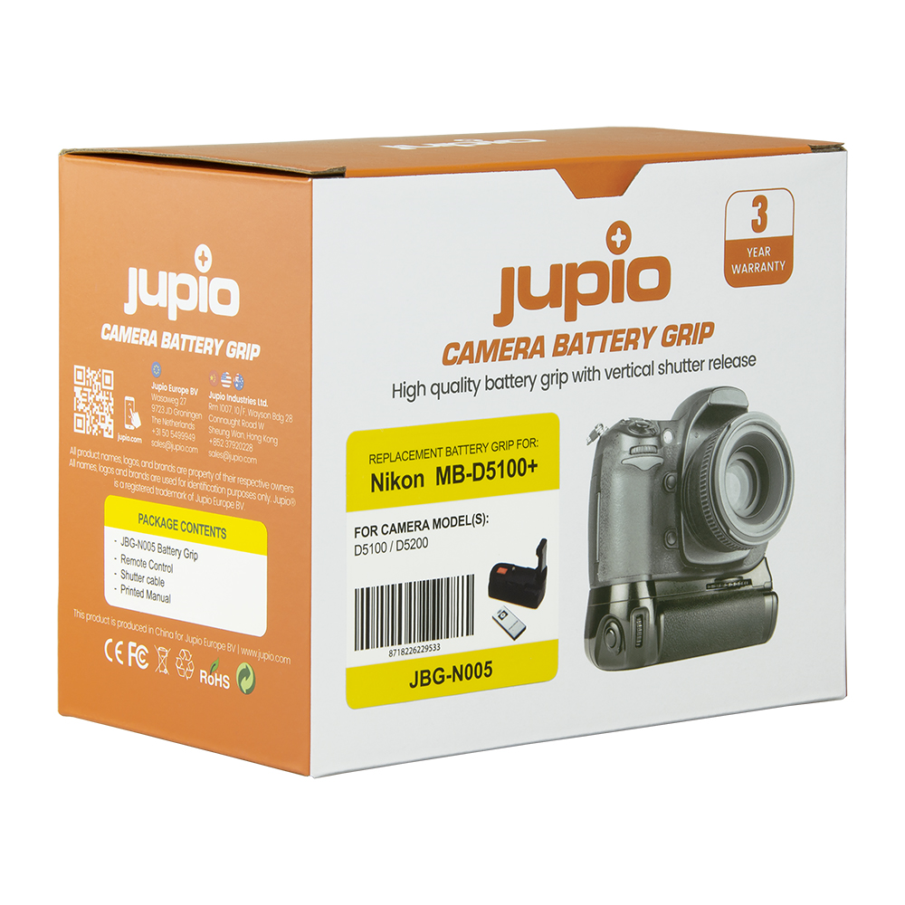Jupio Battery Grip for Nikon D5100 / D5200 / D5500 / D5600 + Cable