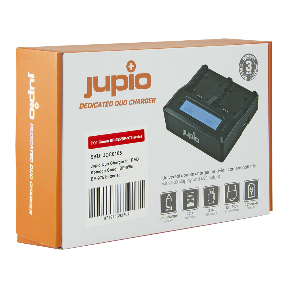 Jupio Dedicated Duo Charger for Canon BP-9XX / RED KOMODO