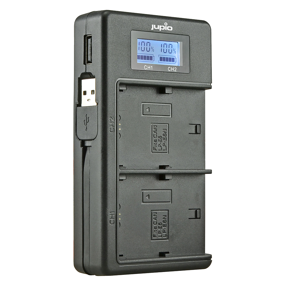 Jupio USB Dedicated Duo Charger LCD for Canon LP-E6 LP-E6N JDC2001