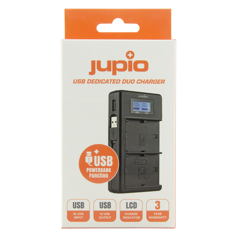 Jupio USB Dedicated Duo Charger LCD for Canon LP-E6 LP-E6N JDC2001