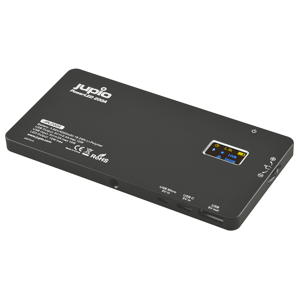 Jupio PowerLED 200 with Built-in Powerbank Alu