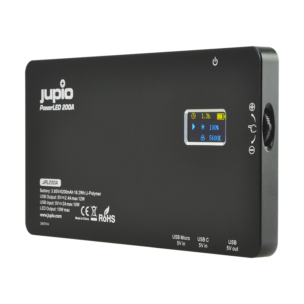 Jupio PowerLED 200 with Built-in Powerbank Alu