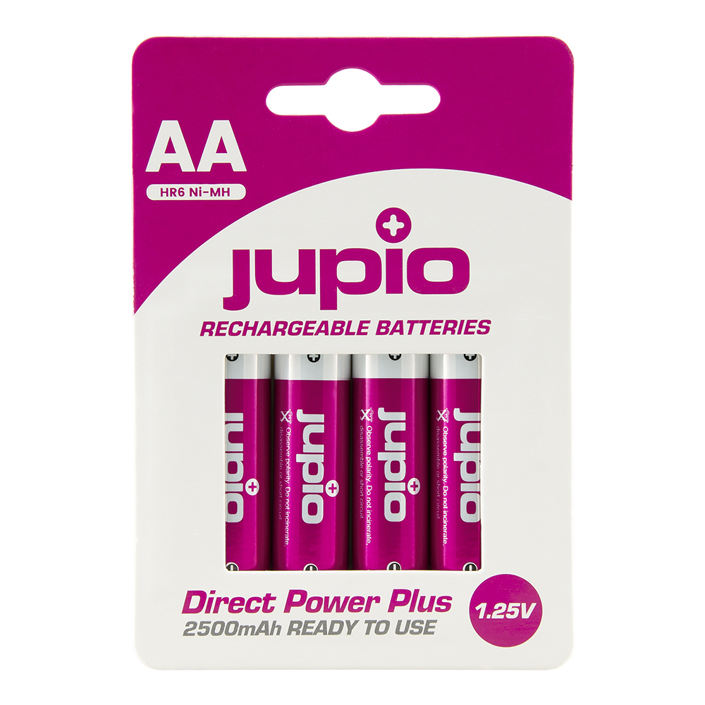 Jupio Rechargeable Batteries AA 2500 mAh 4 pcs DIRECT POWER PLUS