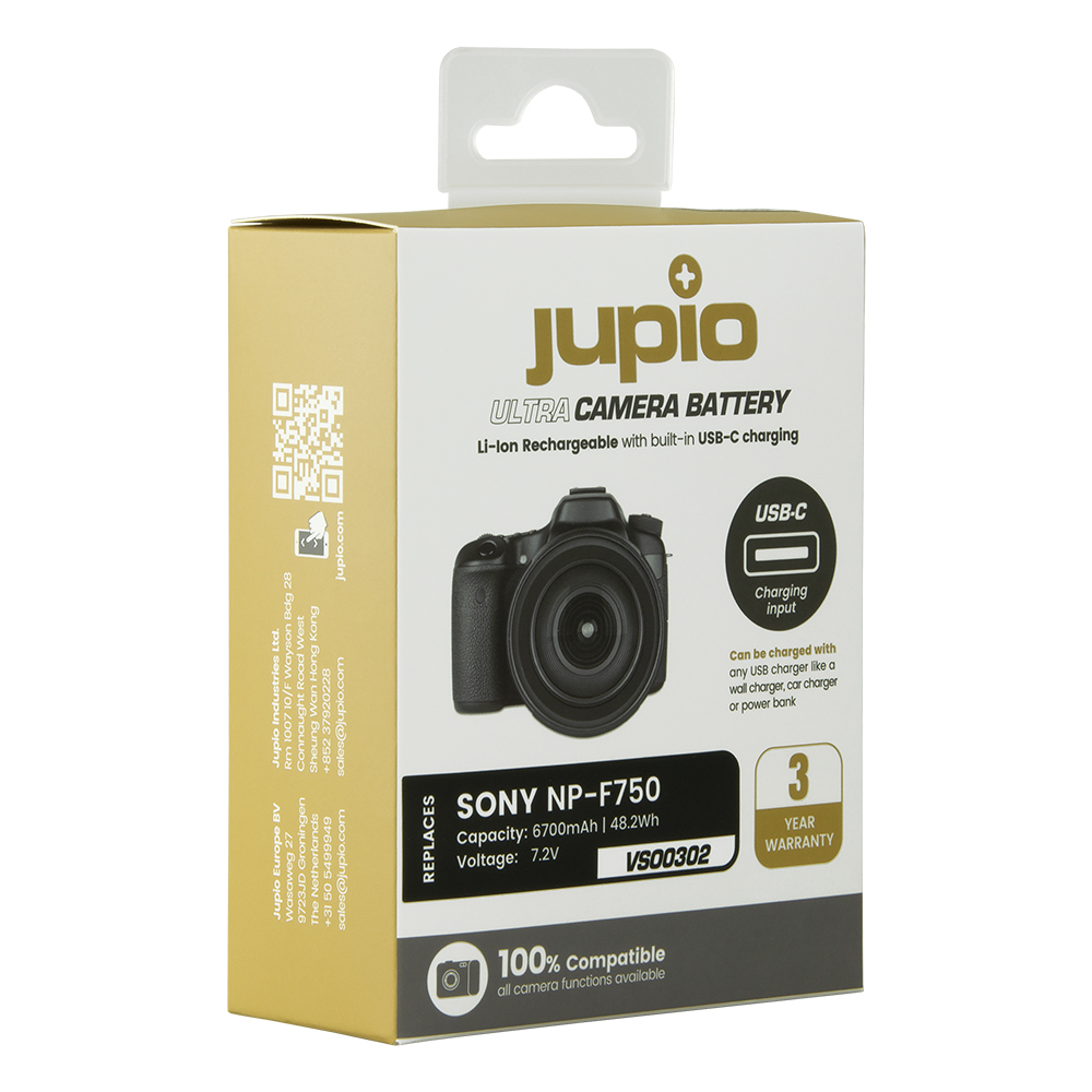 Jupio NP-F750 *ULTRA C* (USB-C input) 6700mAh