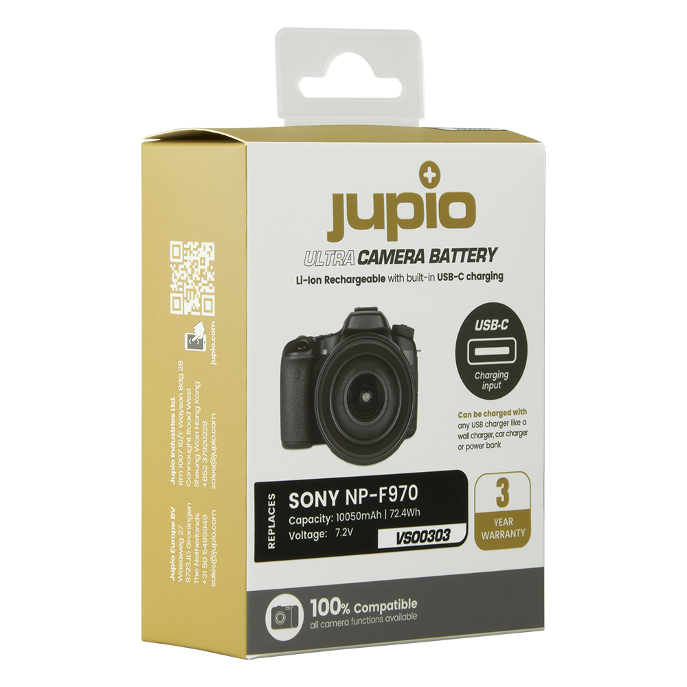Jupio NP-F970 *ULTRA C* (USB-C 20W PD input/output) 10050mAh